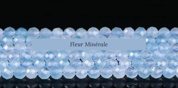 Perles — Aigue-marine facetté — Réf. JDYXZ01QM-128 — Fleur Minérale