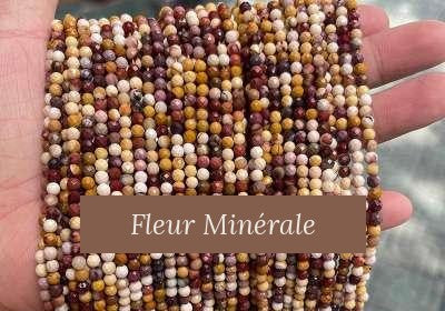 Perles — Jaspe Mokaïte facetté — Réf. JDYXZ01QM-21 — Fleur Minérale