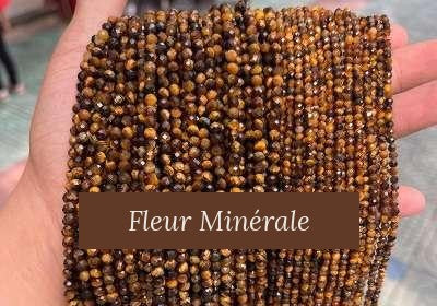 Perles — Œil de tigre facetté — Réf. JDYXZ01QM-22 — Fleur Minérale