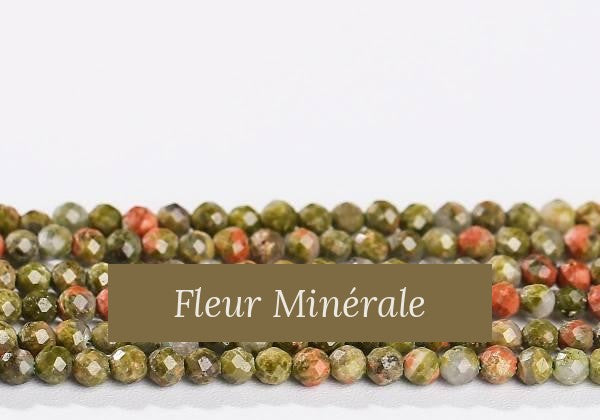Perles — Unakite facetté — Réf. JDYXZ01QM-26 — Fleur Minérale