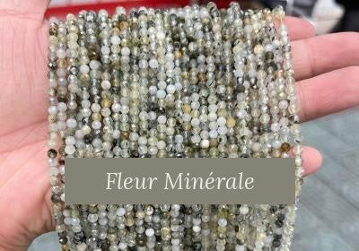 Perles — Préhnite facetté — Réf. JDYXZ01QM-34 — Fleur Minérale