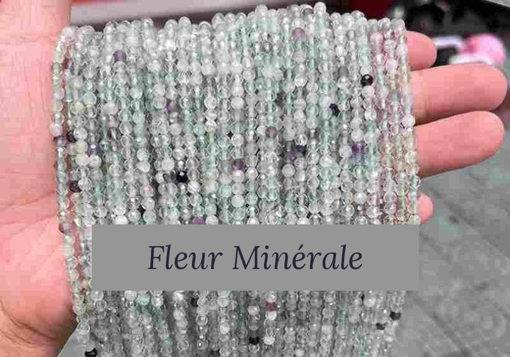 Perles — Fluorite Multicolore facetté — Réf. JDYXZ01QM-58 — Fleur Minérale