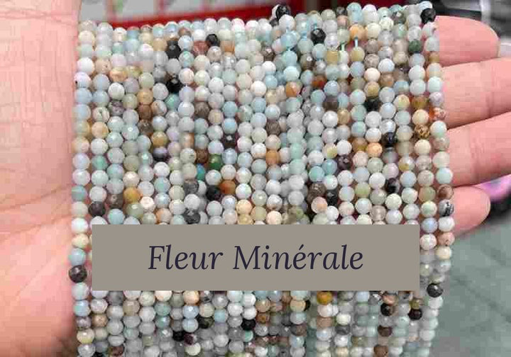 Perles — Amazonite Multicolore 3A facetté — Réf. JDYXZ01QM-70 — Fleur Minérale