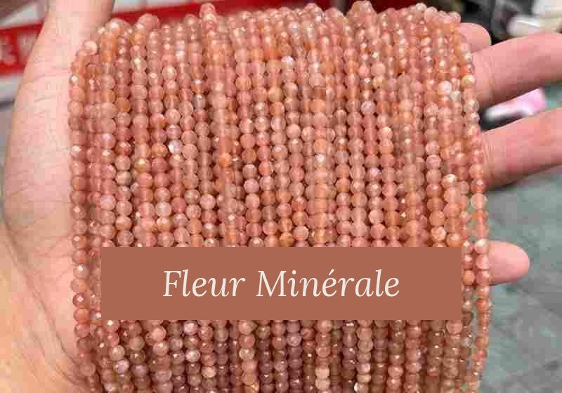 Perles — Pierre de lune Orange facetté — Réf. JDYXZ01QM-8 — Fleur Minérale