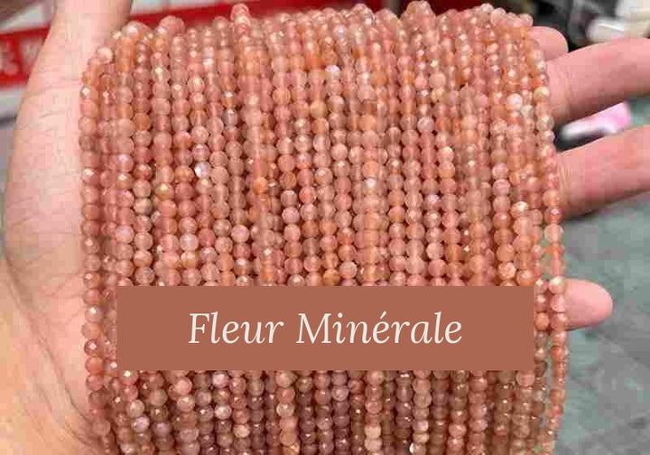 Perles — Pierre de lune Orange facetté — Réf. JDYXZ01QM-9 — Fleur Minérale