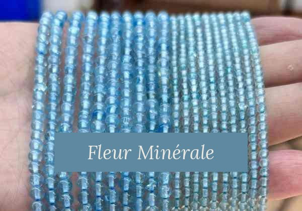 Perles — Topaze Bleue perle ronde — Réf. JDYXZ03-64 — Fleur Minérale