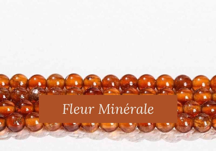 Perles — Grenat orange perle ronde — Réf. JDYXZ03-67 — Fleur Minérale