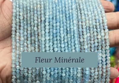 Perles — Aigue-marine 5A facetté — Réf. JDYXZ11QM-13 — Fleur Minérale