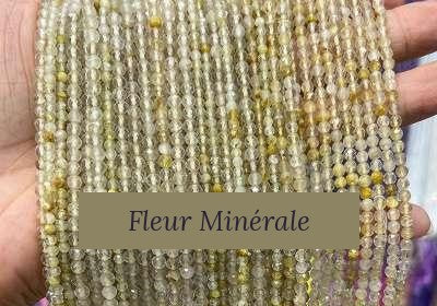 Perles — Quartz rutile Doré facetté — Réf. JDYXZ11QM-26 — Fleur Minérale