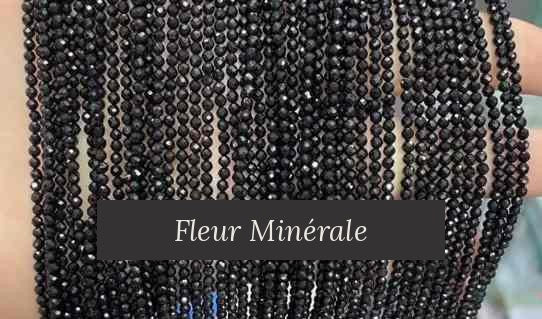 Perles — Tourmaline Noire facetté — Réf. JDYXZ11QM-43 — Fleur Minérale