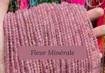 Perles — Quartz fraise facetté — Réf. JDYXZ13QM-139 — Fleur Minérale