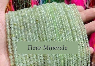 Perles — Préhnite 5A facetté — Réf. JDYXZ13QM-160 — Fleur Minérale