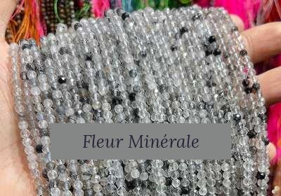 Perles — Quartz rutile Noir 5A facetté — Réf. JDYXZ13QM-167 — Fleur Minérale
