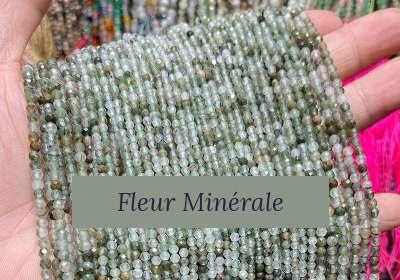 Perles — Quartz rutile Vert facetté — Réf. JDYXZ13QM-25 — Fleur Minérale
