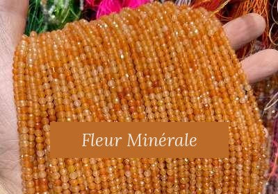 Perles — Aventurine Rouge facetté — Réf. JDYXZ13QM-33 — Fleur Minérale