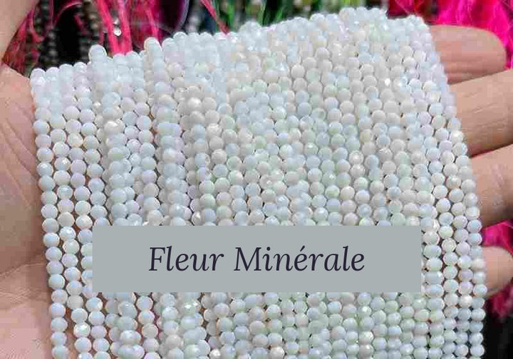 Perles — Coquillage Blanc 5A facetté — Réf. JDYXZ13QM-57 — Fleur Minérale