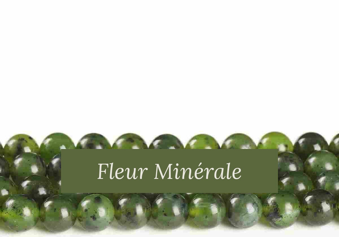 Perles — Jade Néphrite perle ronde — Réf. JDYYS10-7 — Fleur Minérale