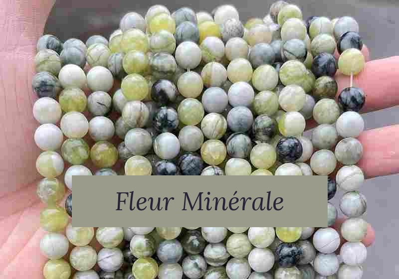 Perles — Fleur jade perle ronde — Réf. JDYYS12-1 — Fleur Minérale