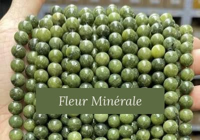 Perles — Serpentine Foncée perle ronde — Réf. JDYYS13-1 — Fleur Minérale
