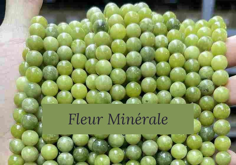 Perles — Serpentine Claire perle ronde — Réf. JDYYS13-7 — Fleur Minérale