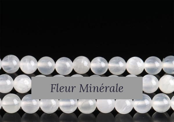 Perles — Calcite Blanche Rubanée perle ronde — Réf. JDYYS25-27 — Fleur Minérale