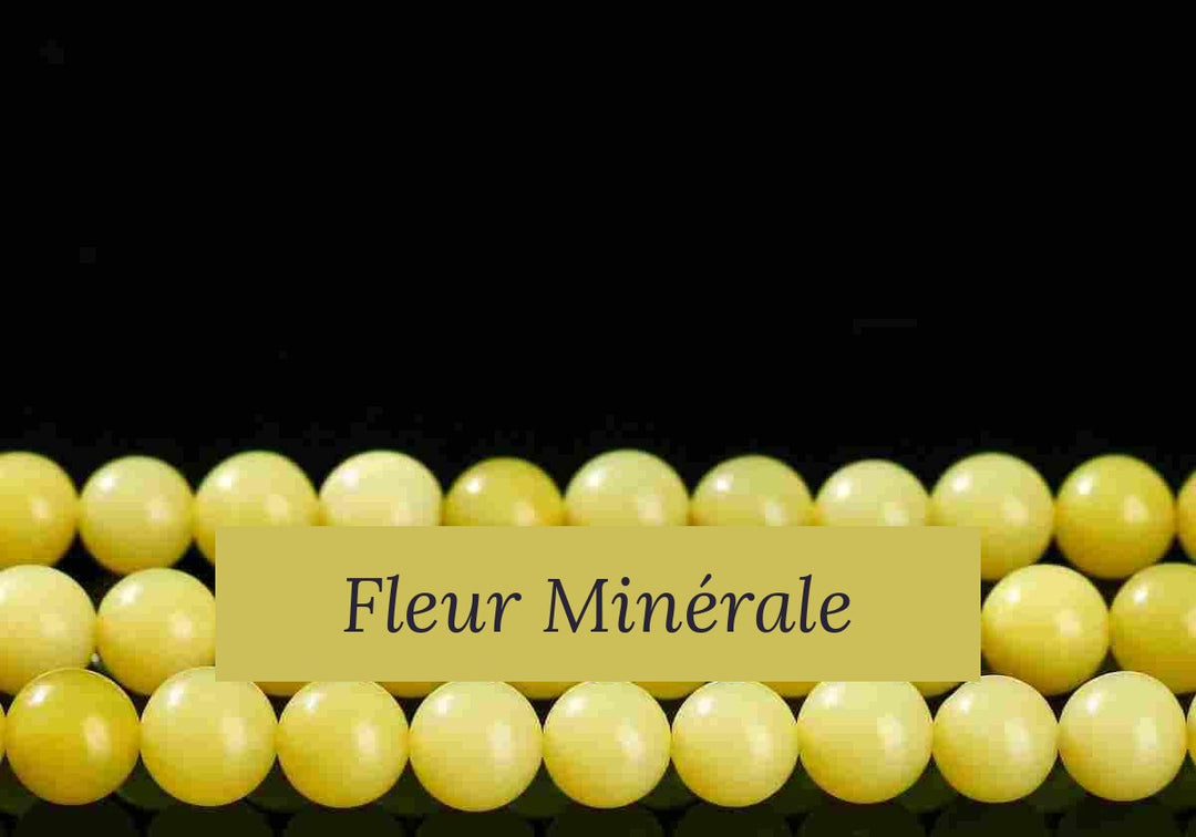 Perles — Serpentine Jaune perle ronde — Réf. JDYYS34-1 — Fleur Minérale