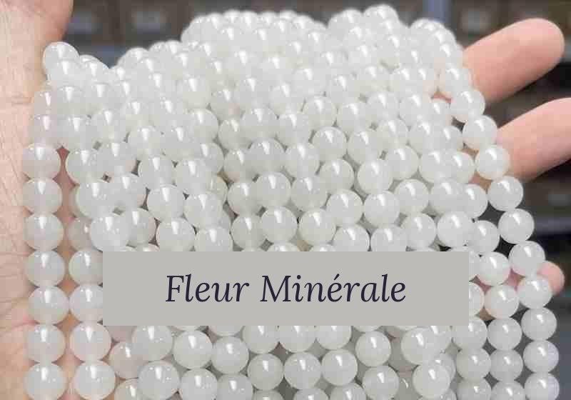 Perles — Jade Blanc vert perle ronde — Réf. JDYYS48-11 — Fleur Minérale