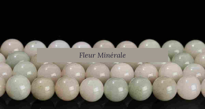 Perles — Jade Clair vert naturel 2A perle ronde — Réf. JDYYS48-3 — Fleur Minérale