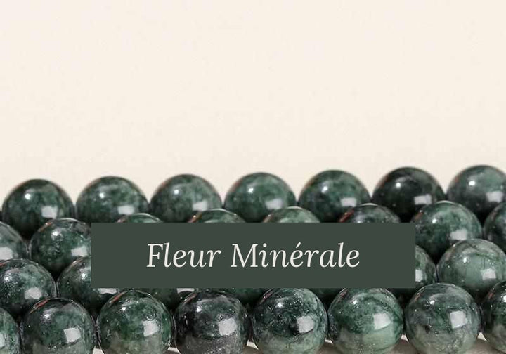 Perles — Jade Foncé vert perle ronde — Réf. JDYYS65-2 — Fleur Minérale