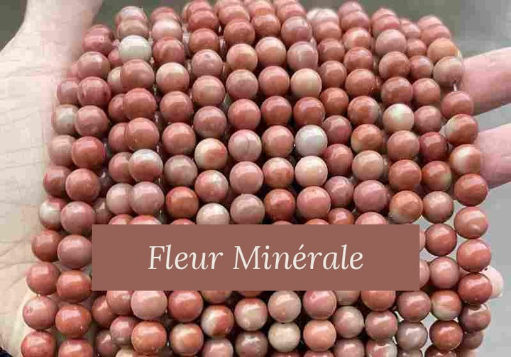 Perles — Blossom jade Pêche perle ronde — Réf. JDYYS73-2 — Fleur Minérale