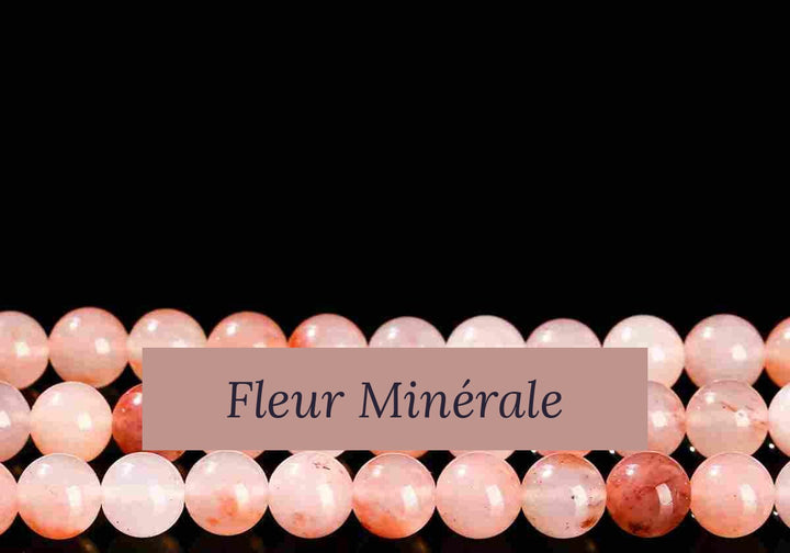 Perles — Blossom jade Clair pêche perle ronde — Réf. JDYYS73-6 — Fleur Minérale