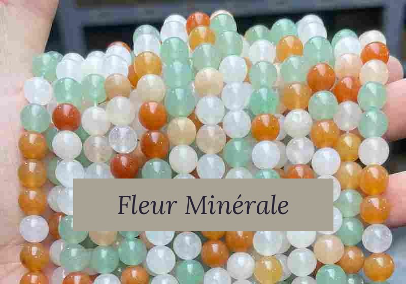 Perles — Jade Mélangé couleur perle ronde — Réf. JDYYS83-2 — Fleur Minérale
