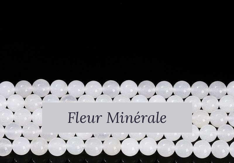 Perles — Glace blanc jade perle ronde — Réf. JDYYS87-2 — Fleur Minérale