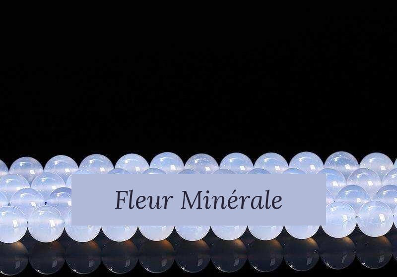 Perles — Calcédoine Bleue 5A perle ronde — Réf. JDYYS88-2 — Fleur Minérale