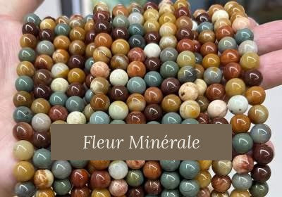 Perles — Mongol coloré jade perle ronde — Réf. JDYYS98-1 — Fleur Minérale