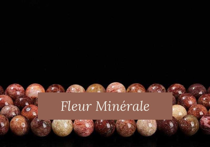 Perles — Agate Mousse Rouge Foncé perle ronde — Réf. JDYZS05-7 — Fleur Minérale