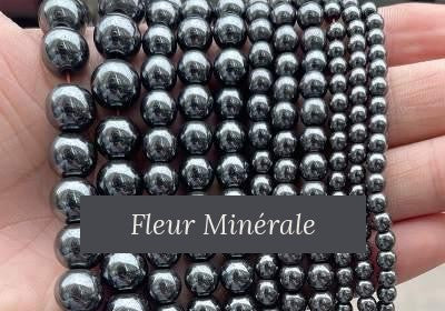 Perles — Hématite 3A perle ronde — Réf. JDYZS104-12 — Fleur Minérale