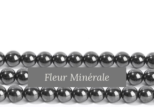 Perles — Hématite 5A perle ronde — Réf. JDYZS104-3 — Fleur Minérale