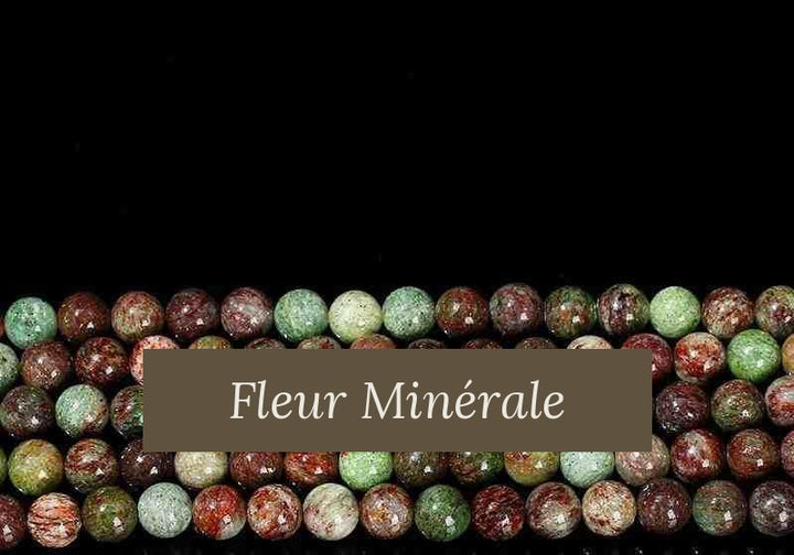 Perles — Bois Stone Vert perle ronde — Réf. JDYZS205-1 — Fleur Minérale
