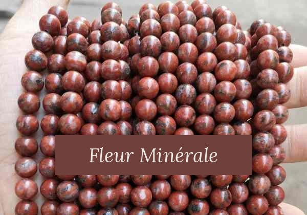 Perles — Jaspe Sésame Rouge perle ronde — Réf. JDYZS22-2 — Fleur Minérale