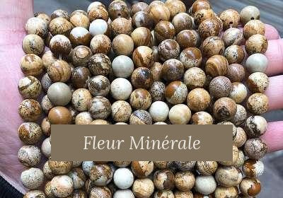 Perles — Jaspe paysage perle ronde — Réf. JDYZS25-1 — Fleur Minérale