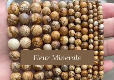 Perles — Jaspe paysage perle ronde — Réf. JDYZS25-2 — Fleur Minérale