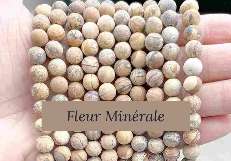 Perles — Jaspe Paysage Mat perle ronde — Réf. JDYZS25MS-1 — Fleur Minérale