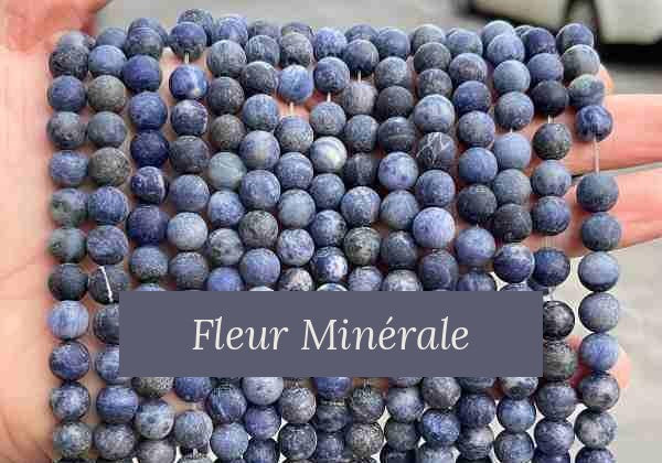 Perles — Sodalite 5A Mate perle ronde — Réf. JDYZS31MS-3 — Fleur Minérale