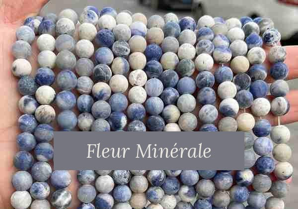 Perles — Sodalite 3A Mate perle ronde — Réf. JDYZS32MS-1 — Fleur Minérale
