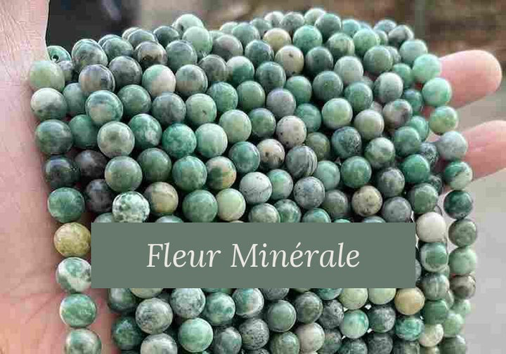 Perles — Serpentine de Qinghai perle ronde — Réf. JDYZS36-3 — Fleur Minérale