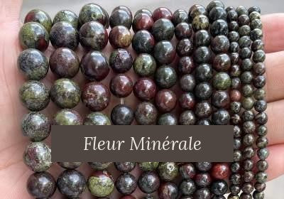 Perles — Jaspe Sang De Dragon perle ronde — Réf. JDYZS40-5 — Fleur Minérale
