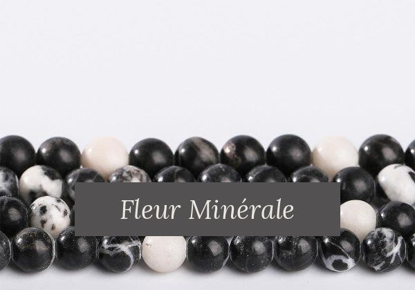 Perles — Jaspe zèbre Noir blanc perle ronde — Réf. JDYZS47-2 — Fleur Minérale