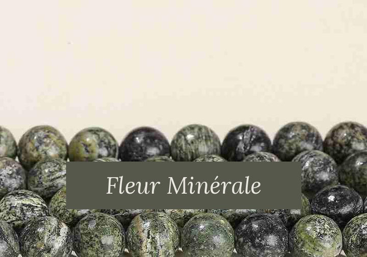 Perles — Jaspe Zébre Vert perle ronde — Réf. JDYZS48-3 — Fleur Minérale