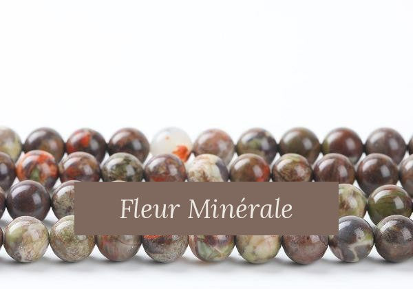 Perles — Agate Paysage perle ronde — Réf. JDYZS65-3 — Fleur Minérale